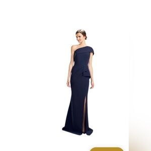 Alexander by Daymor - Mother of Bride- Elegant Navy Blue One-Shoulder Dress